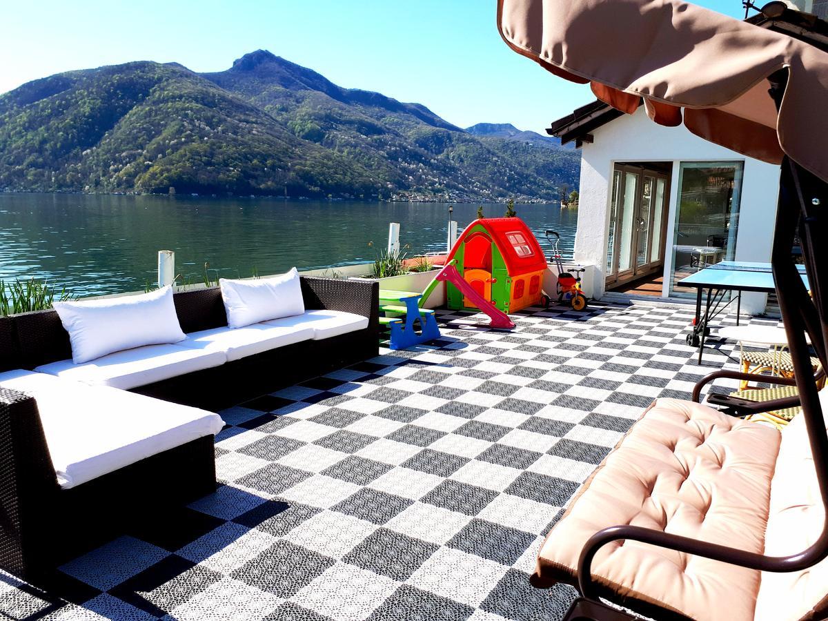 Hotel Garni Battello Melide Bagian luar foto